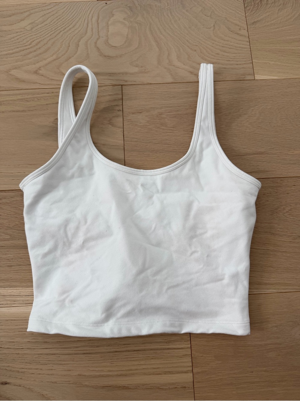 TNA White Ribbed Scoop Crop Tank